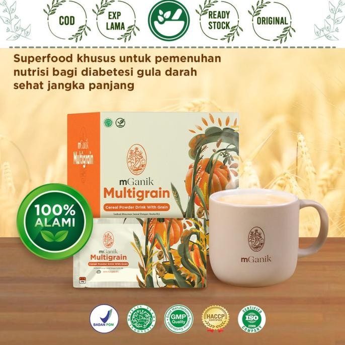 

BARU MGANIK MULTIGRAIN 20 SACHET 500GRAM SUPERFOOD NUTRISI DIABETES CEREAL POWDER DRINK WITH GRAIN PENGGANTI SARAPAN CEMILAN MALAM
