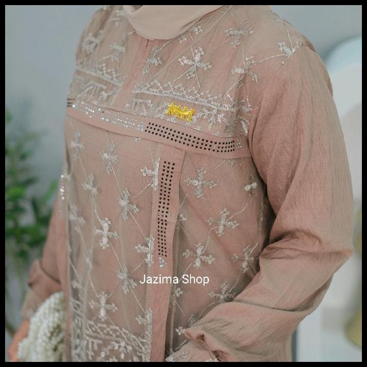 Produk Unggulan Almira Dress By Jazima Shop - Gamis Polo Linen Mix Tulle Heavy Sapto Gamis Kondangan