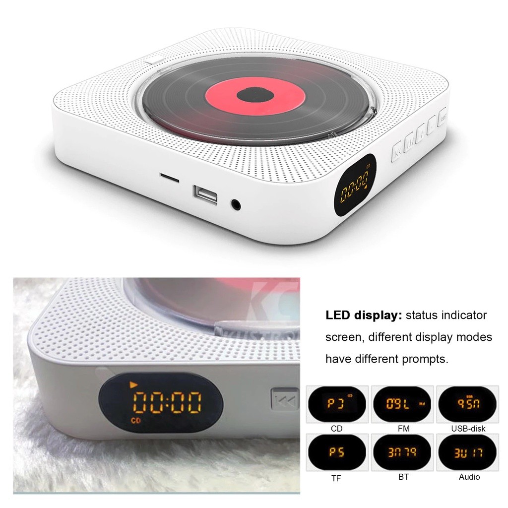 Portable Bluetooth CD / VCD /Audio CD Player Blankpink , Wall-Mounted DVDs Player