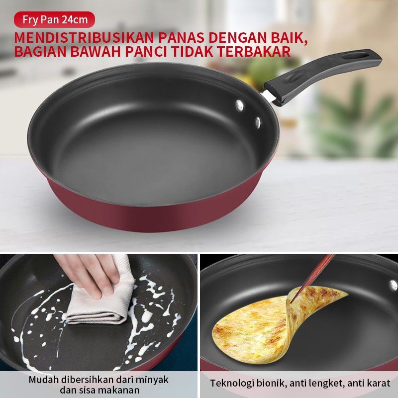 Panci Wajan Teflon Set isi 3pcs / Panci Teflon Penggorengan Set