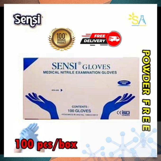 

BARU SENSI NITRILE GLOVES BIRU / SARUNG TANGAN NITRILE POWDER FREE, SIZE-XL