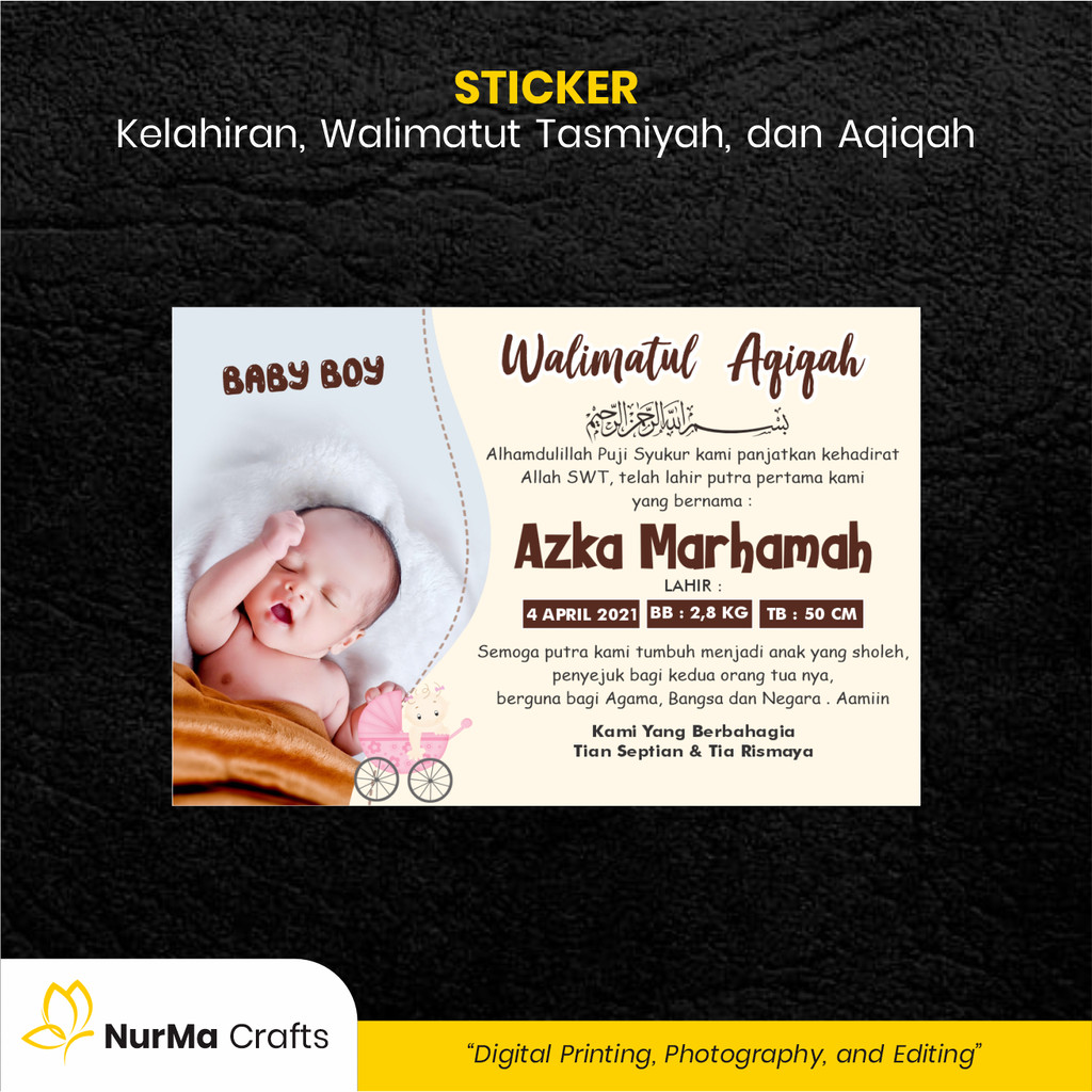 

Stiker Bayi (Walimatut Tasmiyah dan Aqiqah) - Kertas Sticker Bontak / Kertas Art Paper
