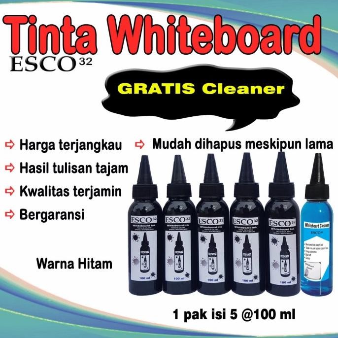 

Tinta isi ulang spidol papan tulis whiteboard esco 32 Hitam 100 ml Termurah