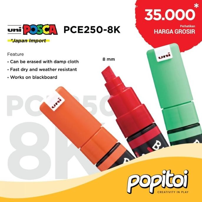 

Uni POSCA PCE250-8K Blackboard Marker Chisel Tip Spidol Papan Tulis Termurah