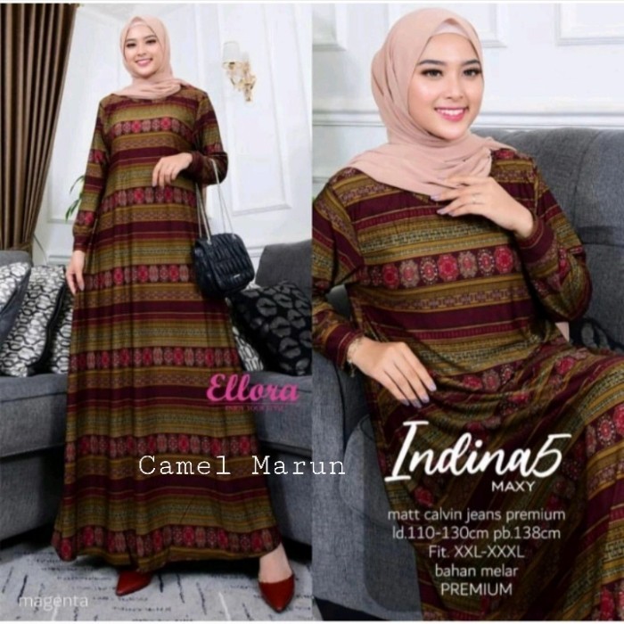 Murah GAMIS BATIK JUMBO KAOS CALVIN JEANS TEBAL DRESS BATIK WANITA MUSLIM Non COD