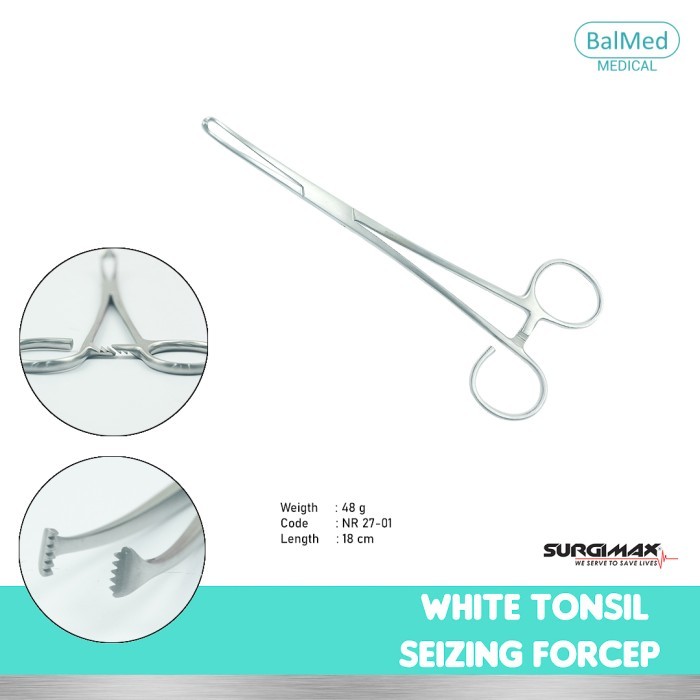 TERBARU Surgimax White Tonsil Seizing Forcep