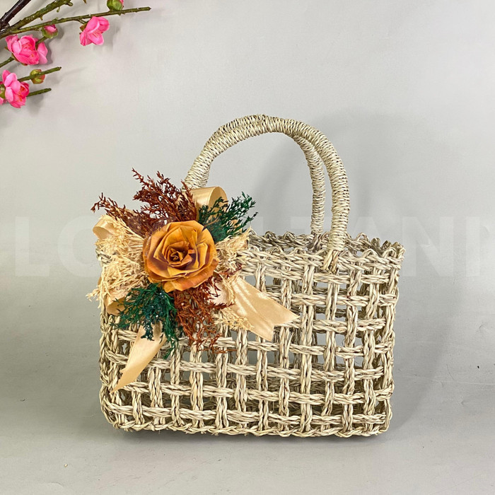 PENAWARAN SPESIAL TAS HAMPERS RARA 2 TOPLES JAR/ TAS PARCEL KUE KERING ANYAMAN PANDAN HNM79