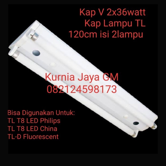 Kap Lampu TL 2x36watt / Kap V isi 2 lampu 120cm / Kap Lampu TL 2 lampu