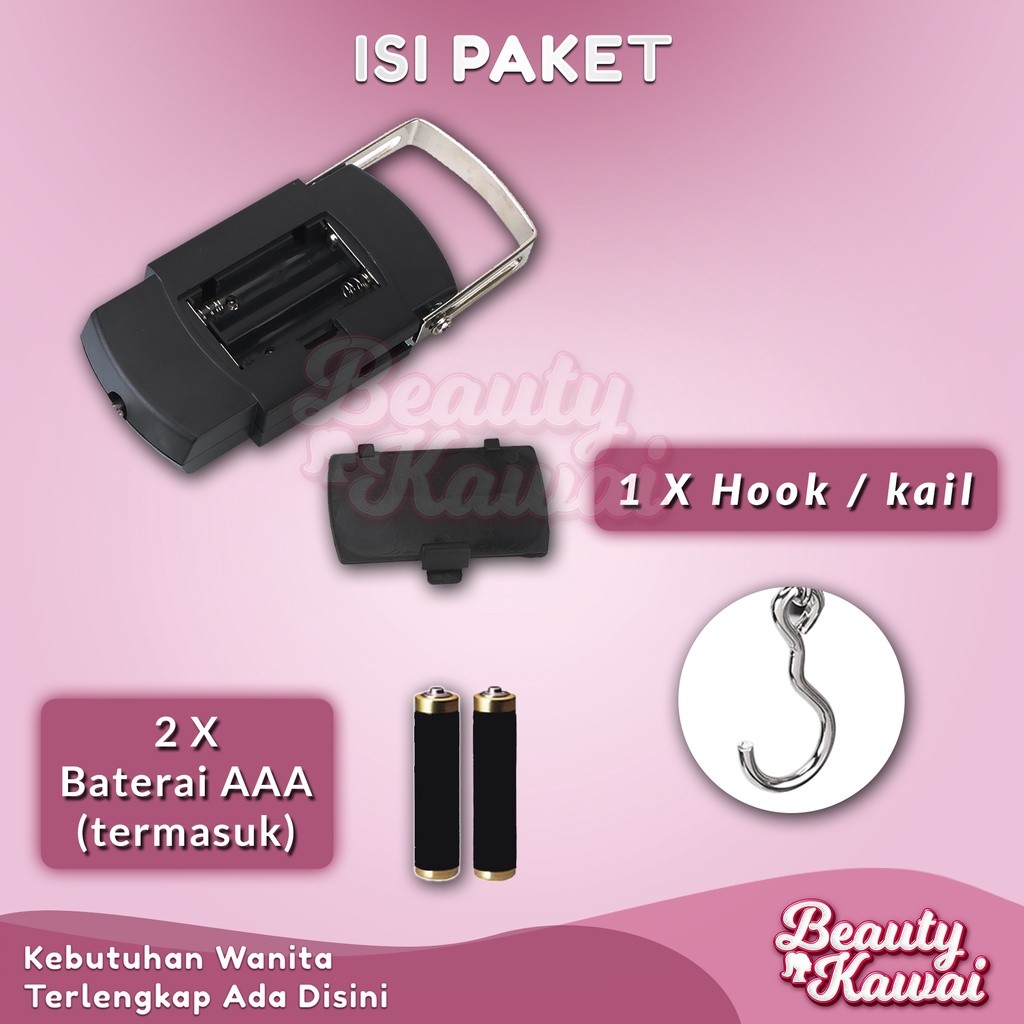 Timbangan Gantung 50 Kg Digital Scale Mini Koper Bagasi Beras Ikan Kiloan Serbaguna LCD Portable