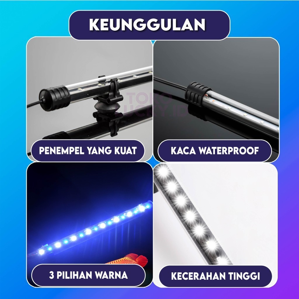 Lampu Aquarium LED Celup 15cm 35cm 55cm Akuarium Aquascape Ikan Hias