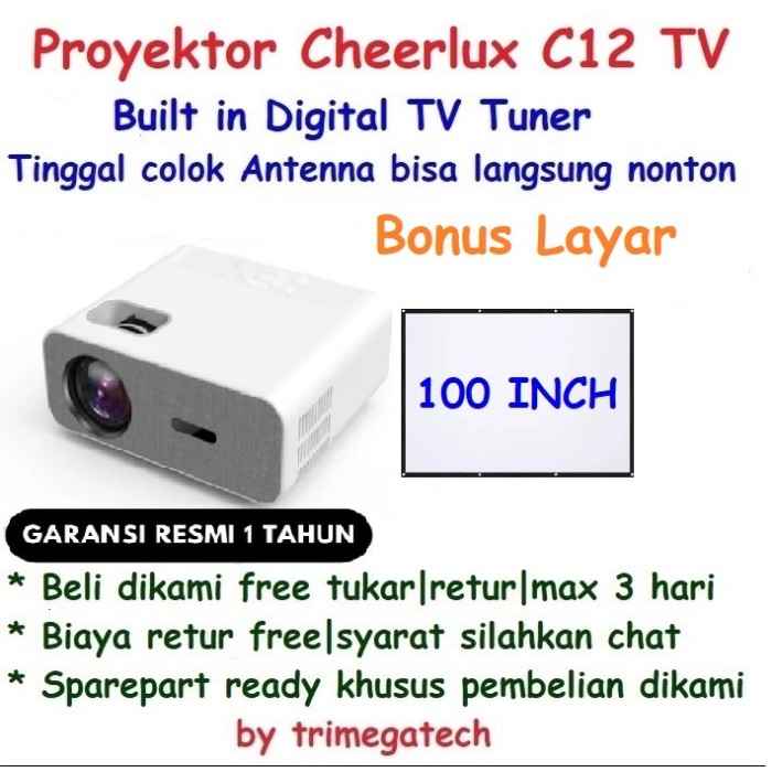 Proyektor New Hiplay Cheerlux C12 TV Built in TV Tuner Cocok untuk Nobar