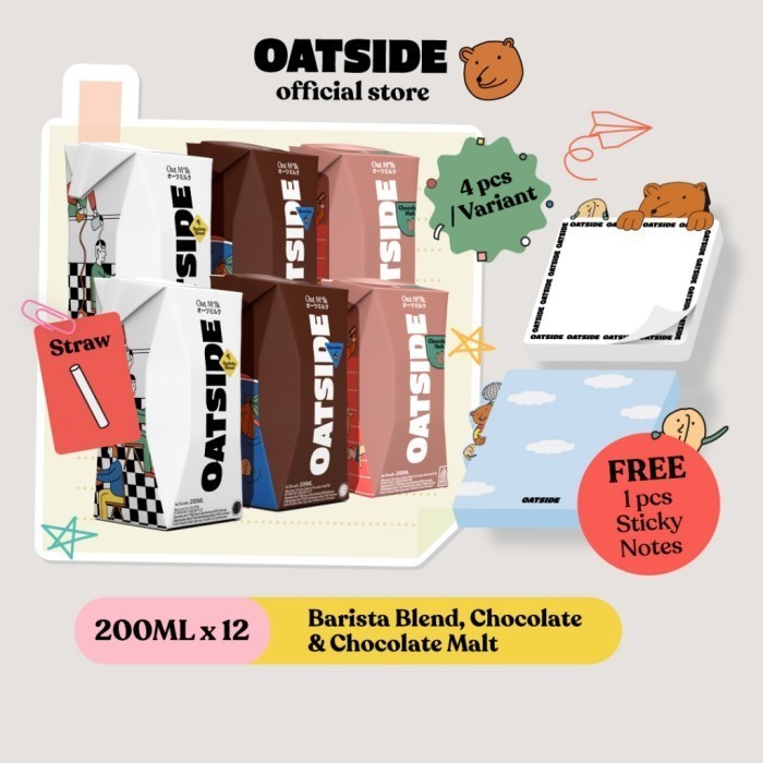 

TERLARIS TERLARIS TERLARIS OATSIDE MINI OAT MILK BB, CHOCOLATE & CHOCOLATE MALT 200ML (12PCS)