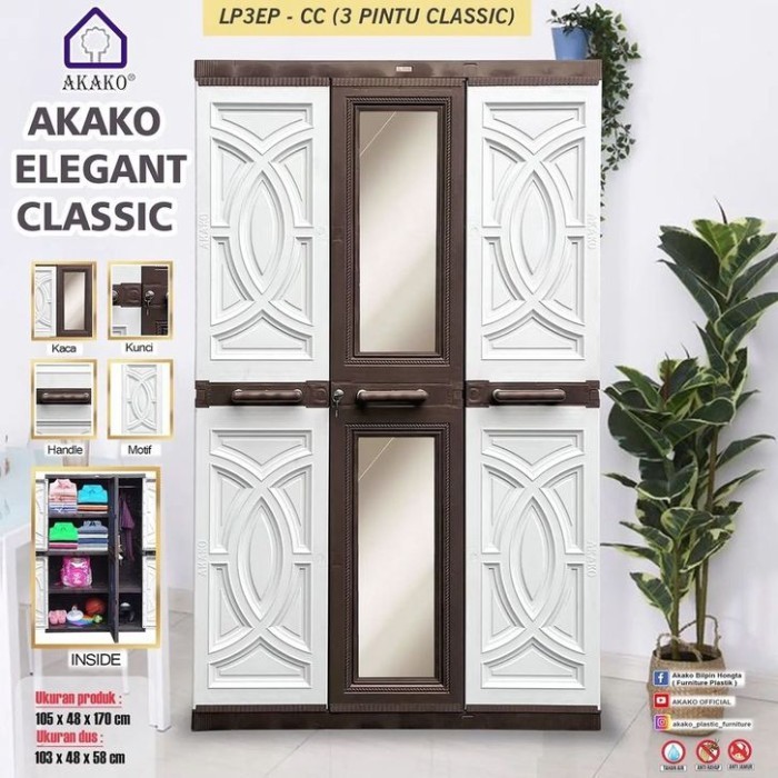 Lemari Plastik Akako Elegant 3 Pintu