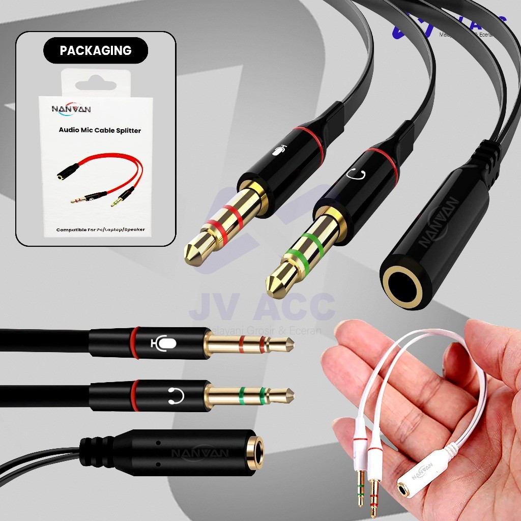 NANVAN AUDIO MIC GAMING SPLITTER FOR PC SPEAKER LAPTOP HEADPHONE MOBILE