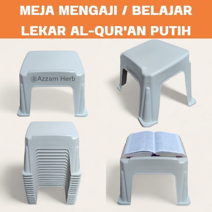 Paket 10 Pcs Meja Ngaji Plastik Putih Bangku Ngaji Lekar Rekal Meja Mengaji Belajar Al-Quran