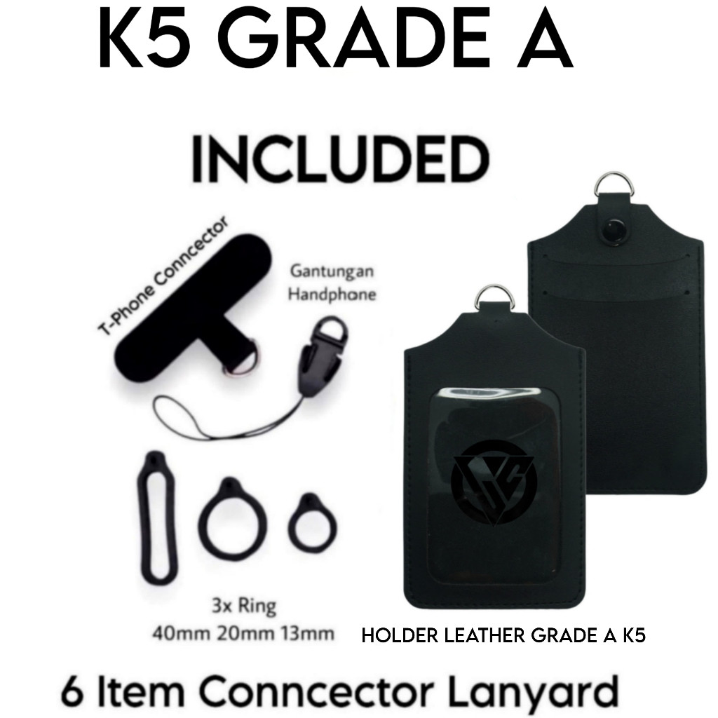 Lanyard Polos Black Series 2cm Various Style / Tali lanyard Polos Hitam Holder ID Card
