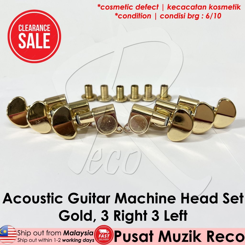 ️PENAWARAN ️ RM Acoustic Electric Guitar Machine Head SET Tuning Peg Tuner 3R3L GOLD Pemusing Kapok 