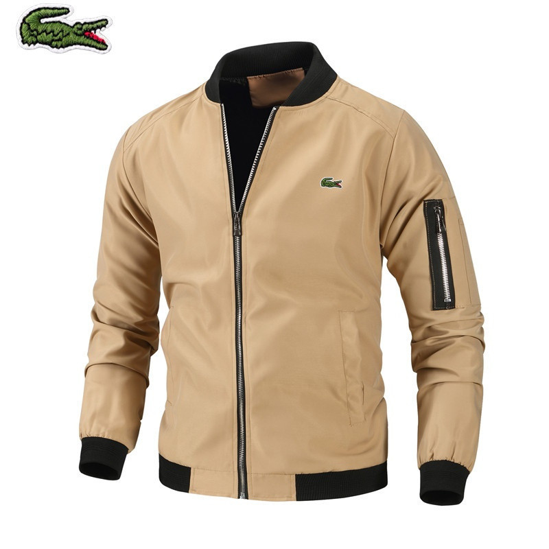 Jaket Bomber Kasual Kerah Bisbol Pria Tipis Baru dari La-coste Warna Solid (9937 @ Jaket) M-6XL |xN3