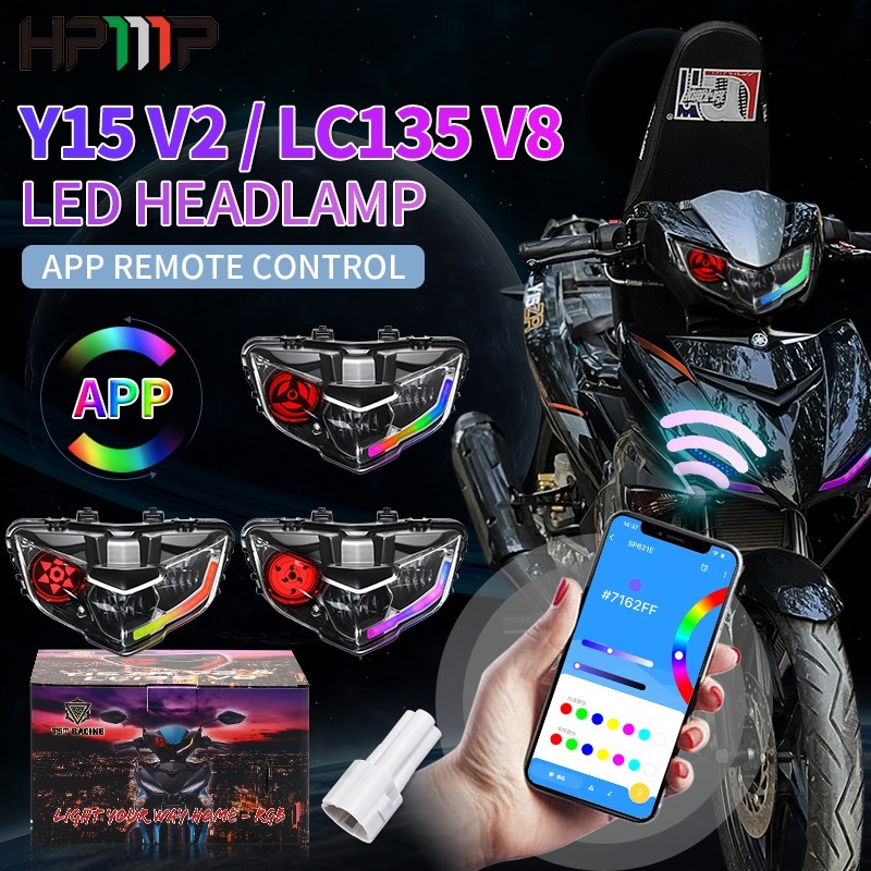Y15ZR V2 LC135 V8 LAMPU LED DEPAN RGB APP REMOTE CONTROL HEADLAMP TST NARUTO LC V8 FI Y15 |TEIN0rh7|