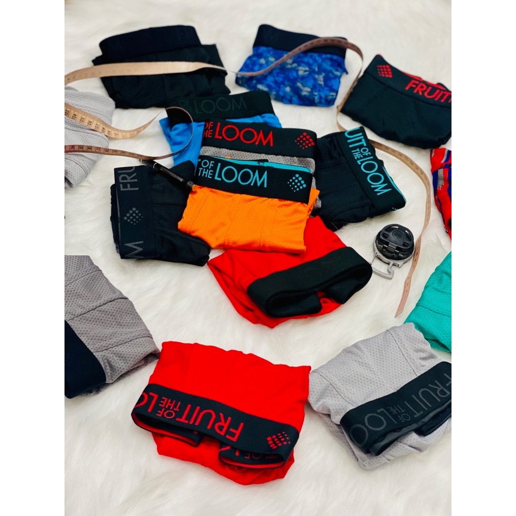 Kombo 3-5-7 pcs celana dalam boxer pria fruit of the loom, bahan elastis jala poliester 93%, spandek