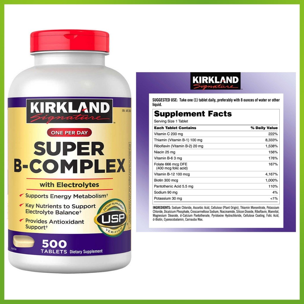 (Exp.01/2026)Kirkland Signature Super B-Complex dengan Elektrolit 500 Tablet |2GFPPV4b|