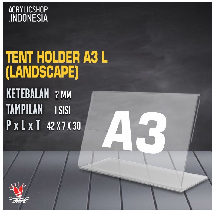 

Sale Akrilik Tempat Brosur A3/Acrylic Tent Card Holder Lanscape A3 Typel