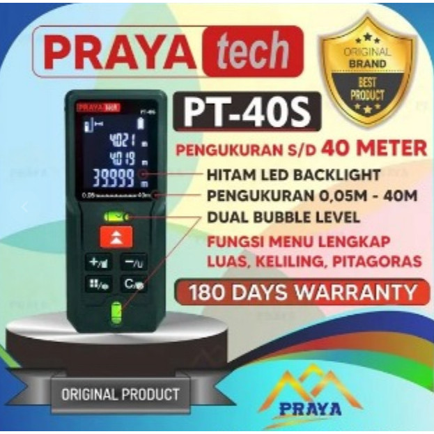 Praya Tech - Meteran Laser Digital Pt-40S, 40M