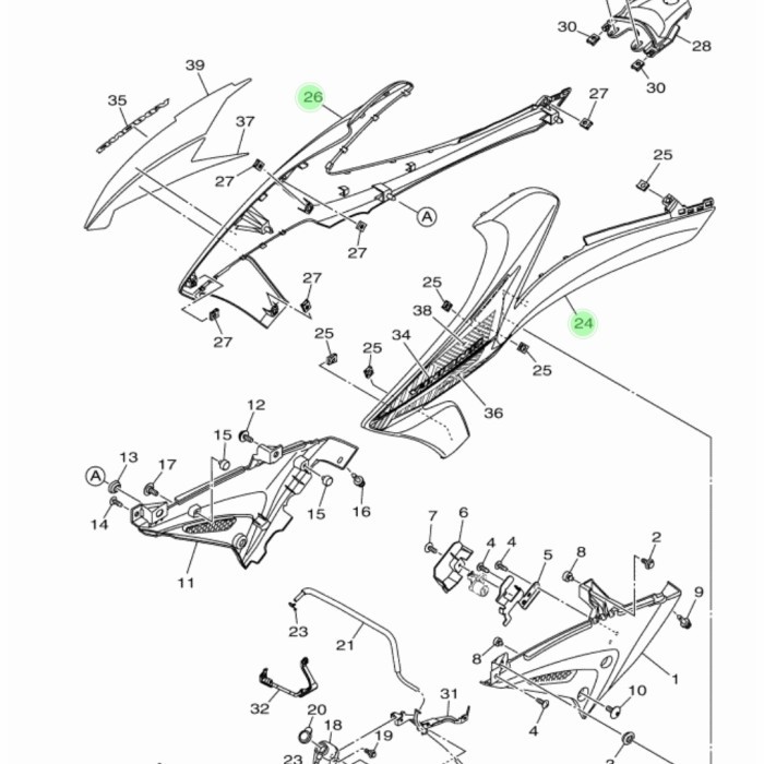 Cover Sayap Depan Yamaha Vixion R Kanan Kiri Merah Doff Ori Yamaha Bk8 New