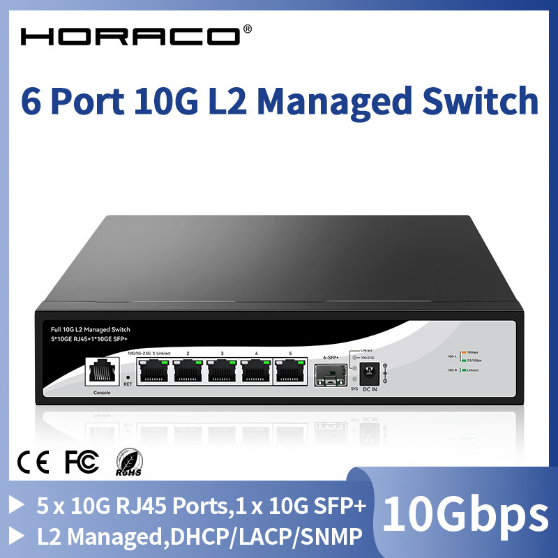 ADTNETWORK HORACO 6 Port 10Gb L2 Managed Switch Managed Network Switch 10000Mbps Smart Managed Home 