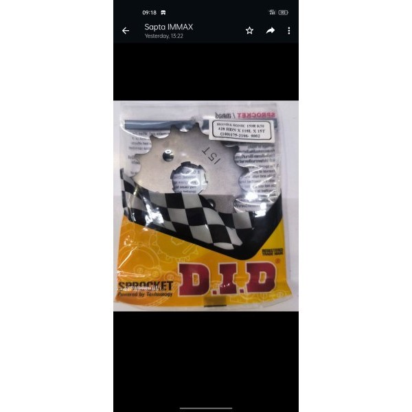 Original Did Racing 428 15 Sonic 150 Gtr Verza Megapro New Mono Cb150 Cbr Tiger Cs1 Cs-1 Gear Depan 