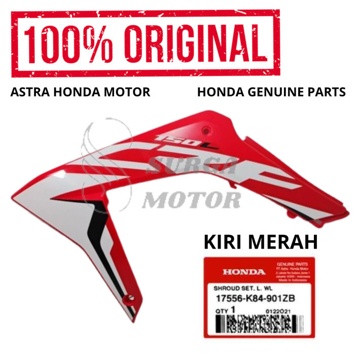 Cover Shroud Sayap Kiri Merah Honda Crf150L K84 Exterme Red Original Ahm 17556-K84-901Zb Kover Body 