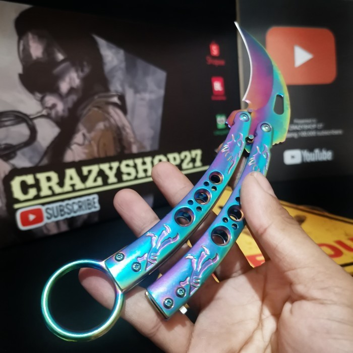 SKUYY PISAU LIPAT BALISONG RAINBOW P999 / PISAU LIPAT / BALISONG PACKING AMAN