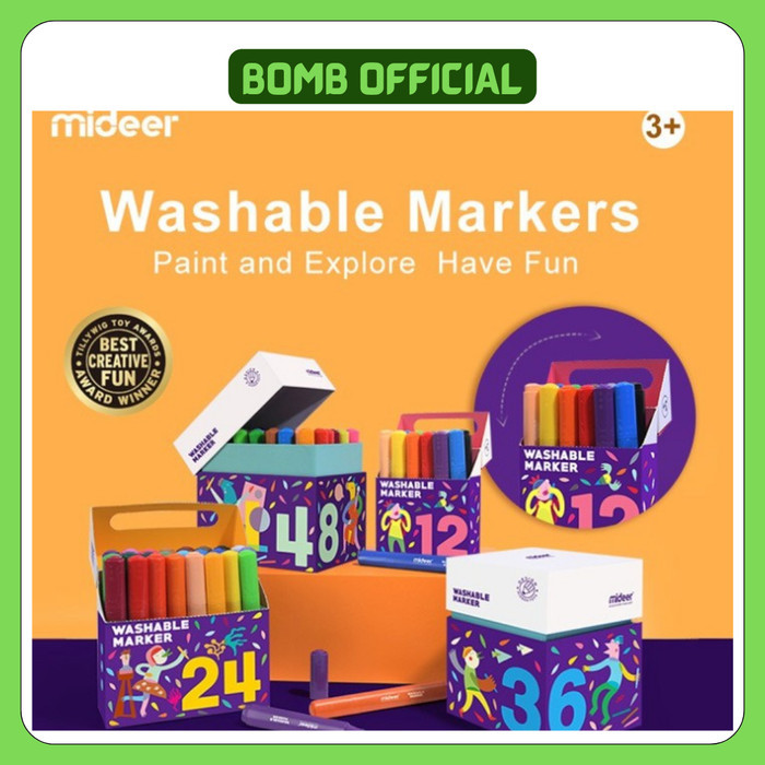 

Mideer Washable Marker Colorful Box Spidol Bisa Dihapus isi 12 dan 24