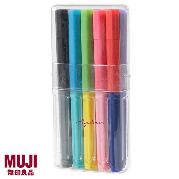 

TERLARIS! MUJI - Hexagonal Water Based Twin Pen Set of 10 - spidol