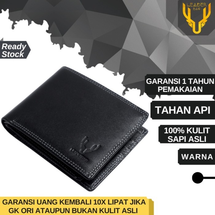 

TERLARIS DOMPET PRIA KULIT SAPI ASLI WARNA HITAM MERK LEADERBAG ORIGINAL SIMPEL TERBARU DOMPET