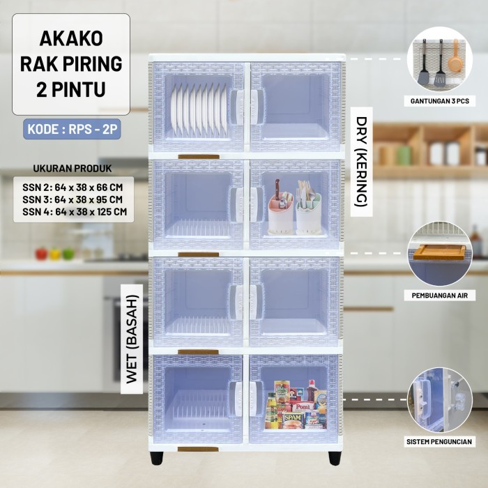 Rak Piring Plastik Akako Rps-2P Susun Transparant