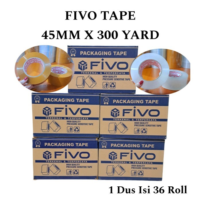 

Terbaru!! Grosir Lakban - Fivo Tape 45Mm X 300 Yard - Kualitas Premium - 36Roll Packing Aman