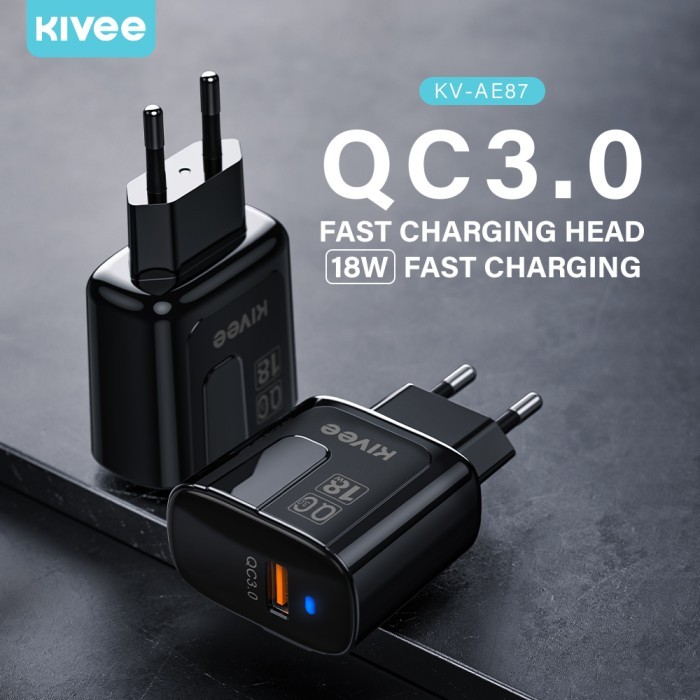 Wall Charger Kivee Pd+Qc3.0 18W Fast Charger Light Display 5V/3A