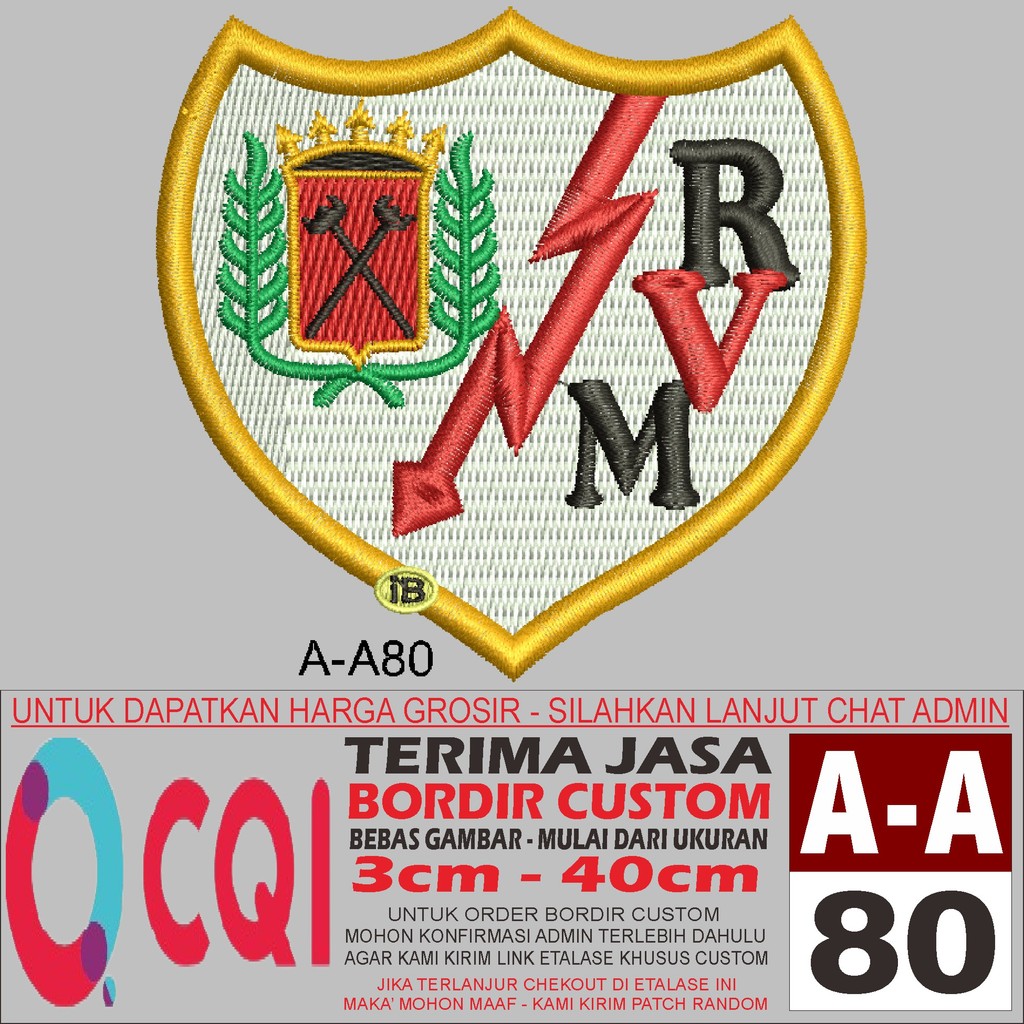 PATCH BORDIR LOGO BOLA LALIGA SPANYOL CLUB RAYO VALLECANO ( A-A80 )OCQI EMBROIDERY TESTIMONI