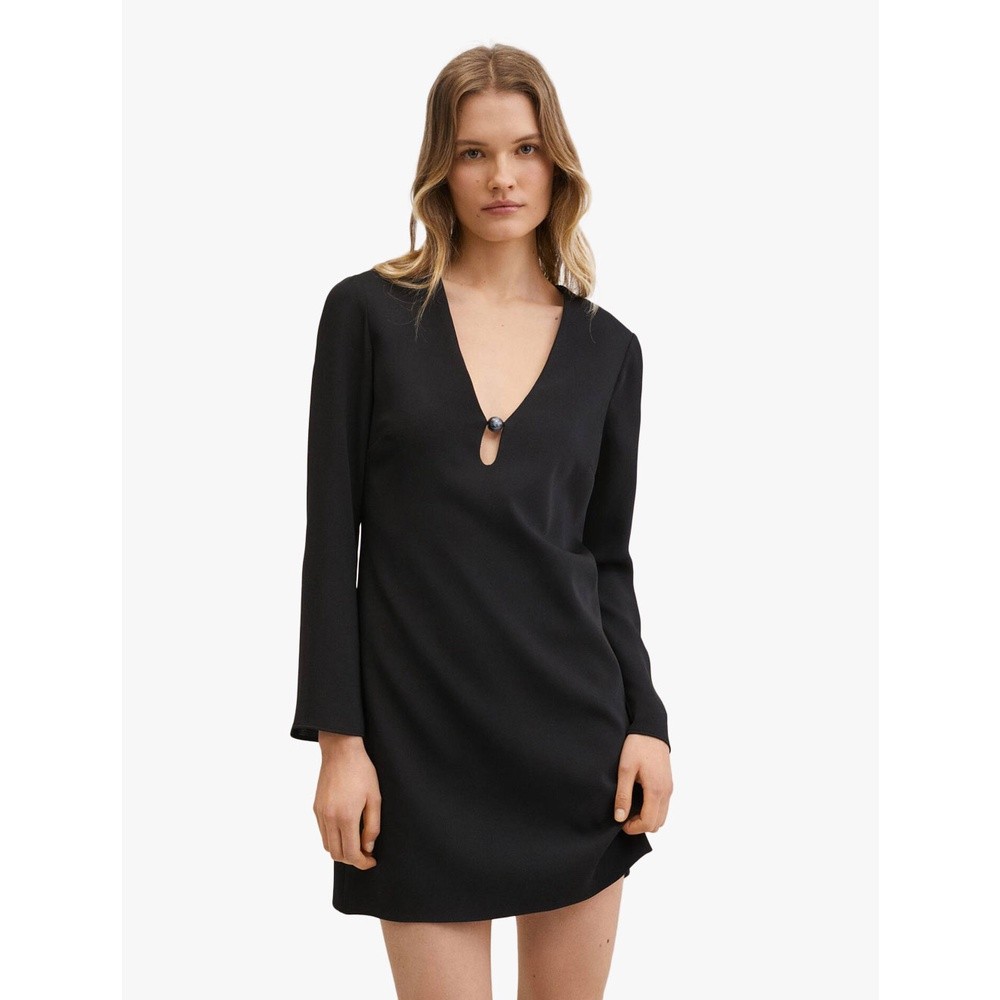 MANGO - MINI DRESS ALMOND-Hitam