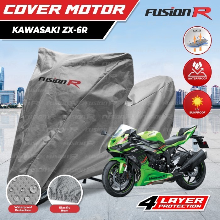 Fusion R Cover Sarung Penutup Motor KAWASAKI ZX 6R 4 Layer Waterproof Pelindung Motor Anti Air Panas