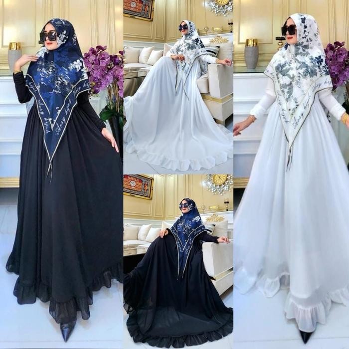 Produk Unggulan Promo Nadiva Syari Gamis Syari Set Umroh Haji Muslimah Syari Premium Set Syari