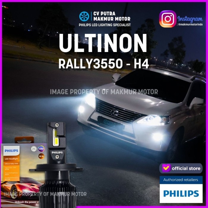 LAMPU MOBIL PHILIPS ULTINON RALLY 3550 - H4 6500K 50W