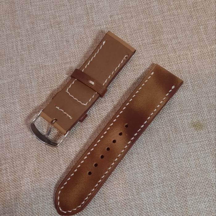 22Mm, 24Mm Tali Jam Kulit Asli Custom Handmade Vintage