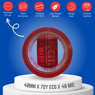 

Produk Terbaru Flyhome Fragile Merah 72Yard 36 Roll 48Mm X 72Yard Lakban Fragle Eco Packing Aman