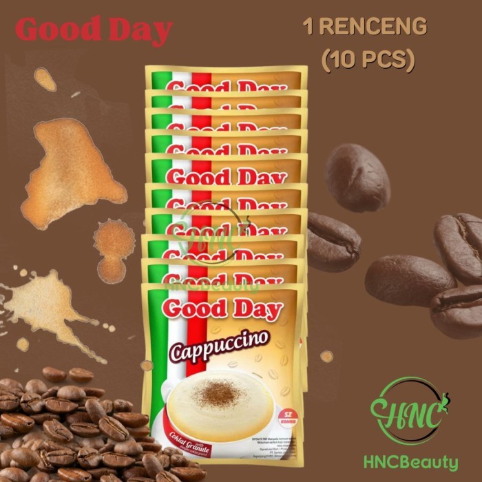

GOOD DAY Kopi Cappuccino 25gr Renceng Isi 10 Pcs - Kopi With Cocoa Granule