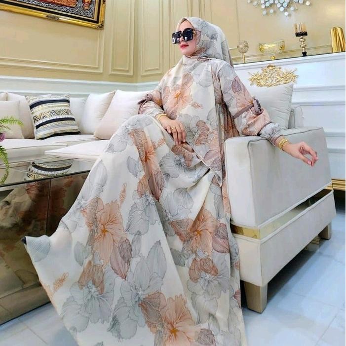 Best Seller Aydeen Set Segi Empat Jumbo Hijab Motif Phasmina Gamis Motif Bunga Set Babydoll Ceruti