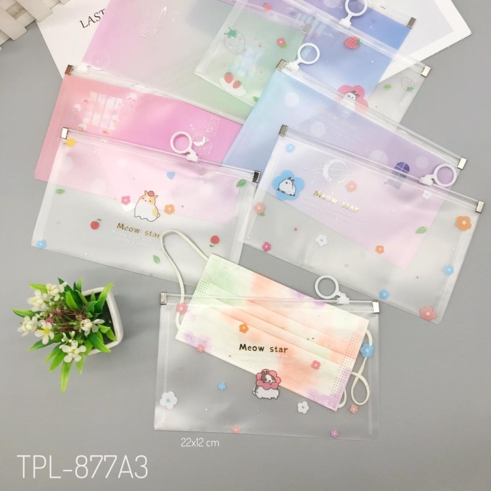 pouch zipper 22x12 pouch Zipper masker - mika tempat masker- storage