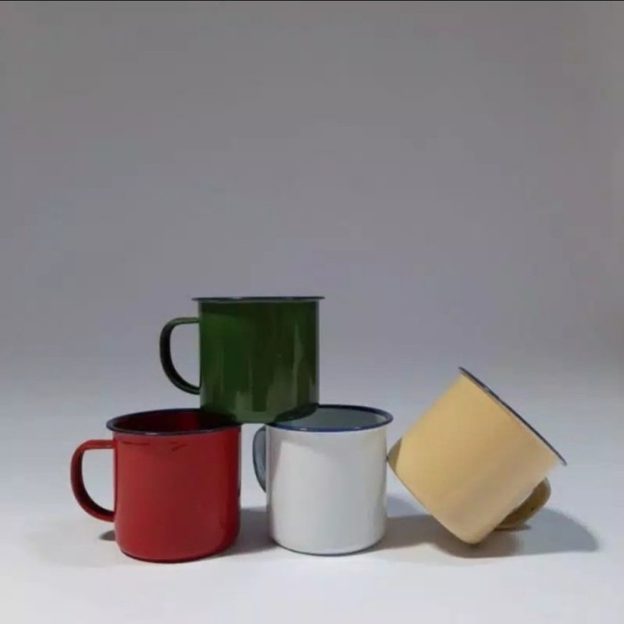 TERBARU Mug Enamel Warna Polos / Cangkir kopi / Cangkir jadul 6,5cm