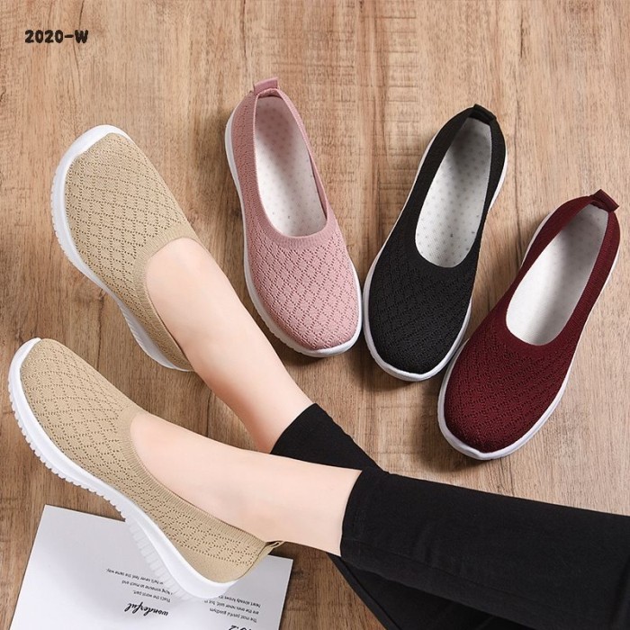 SEPATU SNEAKERS KOREA FLAT SLOP WANITA IMPORT TRENDY SHOES 2020-W